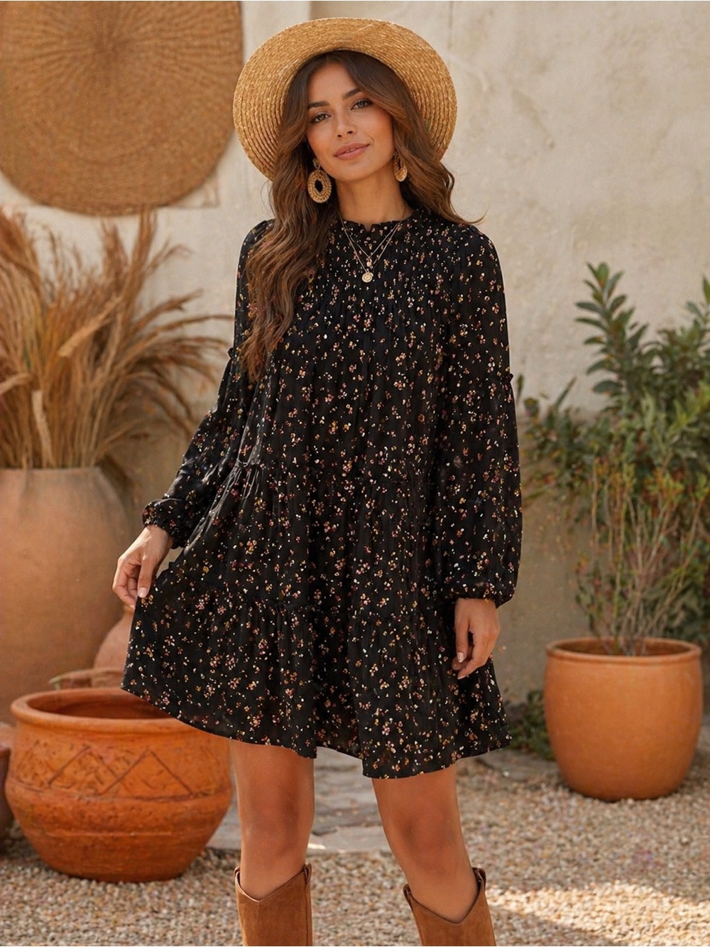 Newbury Kustom Black Floral Mini Dress